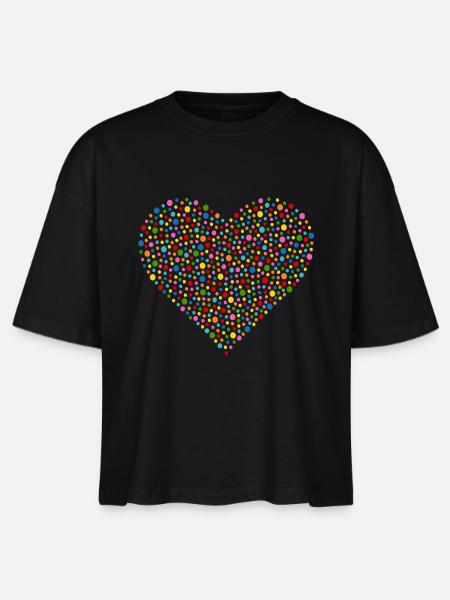 Konfetti Herz - Stanley/Stella Frauen Boxy Bio-T-Shirt Nova - Schwarz
