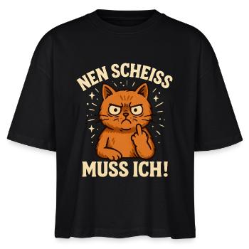 Nen Scheiss Muss Ich Katze Kollegin - Stanley/Stella Frauen Boxy Bio-T-Shirt Nova - Schwarz - Vorne - Anna (173cm)