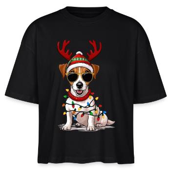 Christmas Jack Russell - Stanley/Stella Nova Women’s Boxy Organic T-Shirt - black - Front - Anna (173cm)