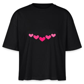 Herz Ornament Linie Rosa - Stanley/Stella Frauen Boxy Bio-T-Shirt Nova - Schwarz - Vorne - Anna (173cm)
