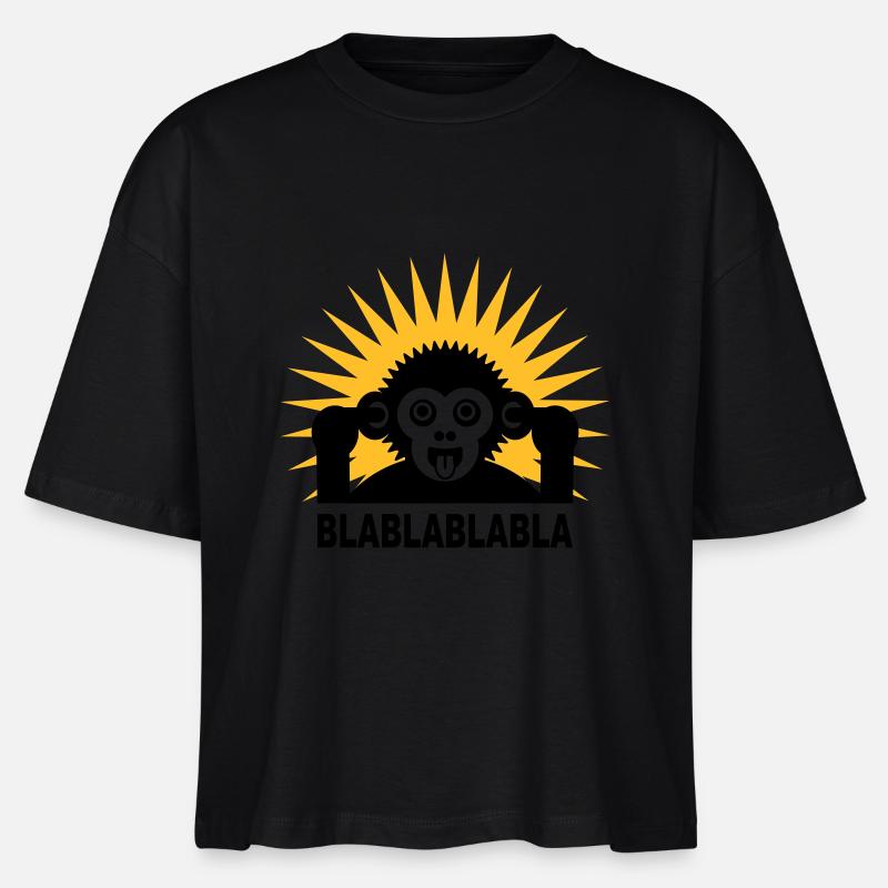 Blablablabla - Monkey babbles with finger in the - Stanley/Stella Nova Women’s Boxy Organic T-Shirt - black