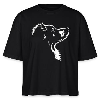 Australian Shepherd Hunde Aussie Hund Wilsigns - Stanley/Stella Frauen Boxy Bio-T-Shirt Nova - Schwarz - Vorne - Anna (173cm)