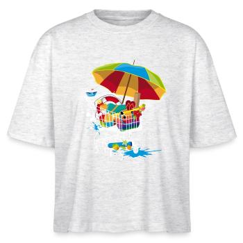Strandutensilien im Einkaufswagen - Stanley/Stella Frauen Boxy Bio-T-Shirt Nova - Weiß meliert - Vorne - Anna (173cm)