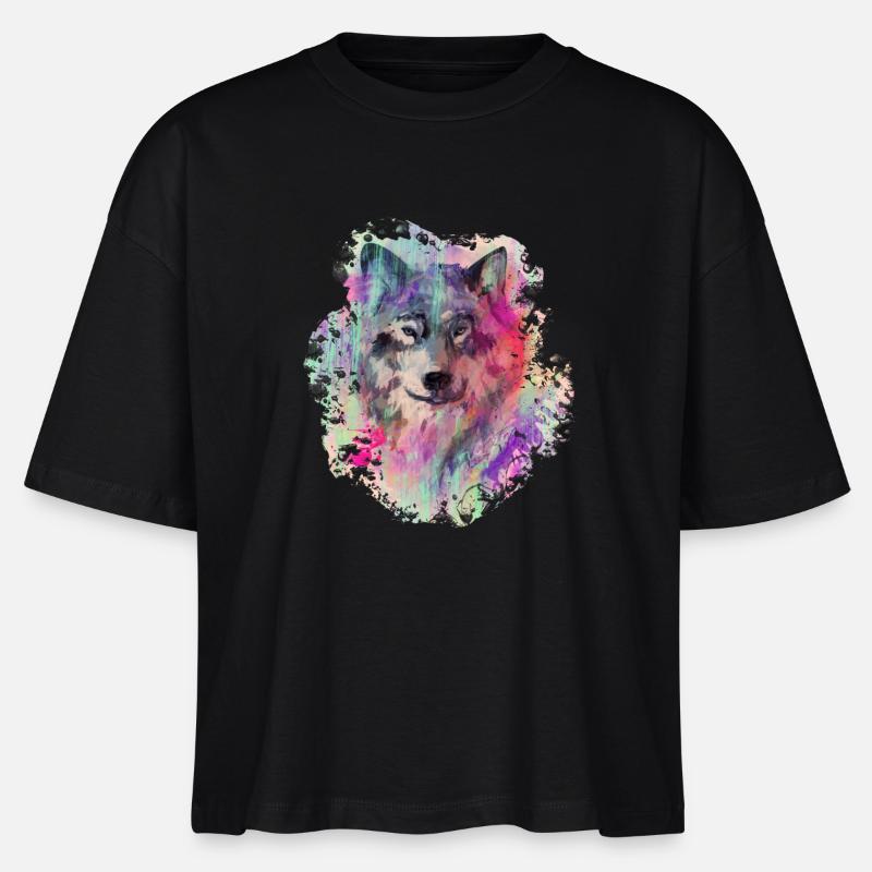Wolf dans le Nord Colour version - T-shirt bio NOVA Stanley/Stella Femme - noir