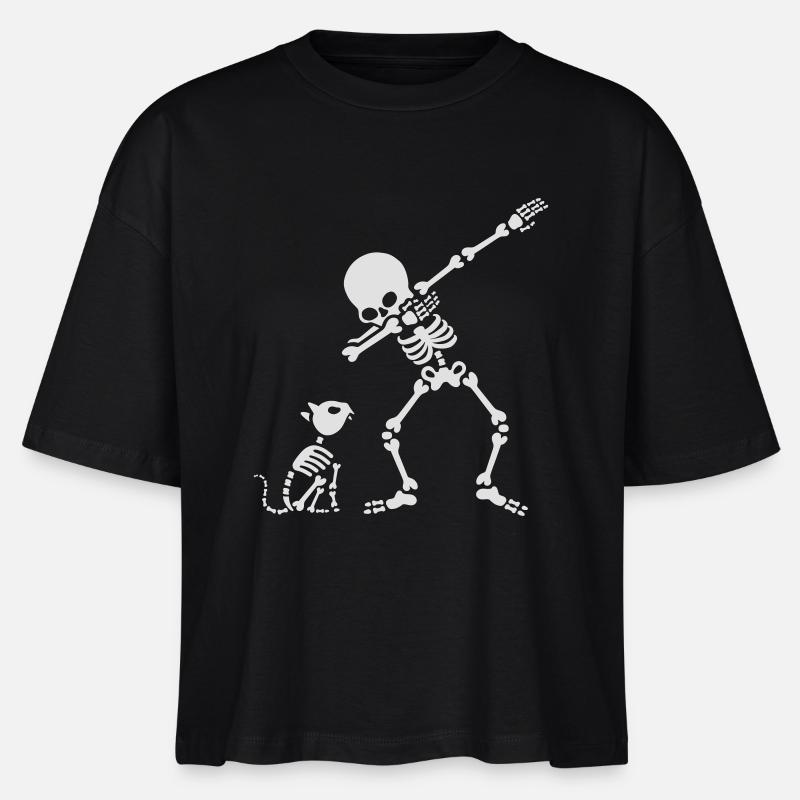 Dab dabbing skeleton Pet Cat Bones - Stanley/Stella Nova Women’s Boxy Organic T-Shirt - black