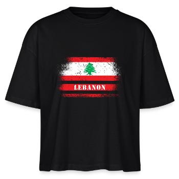Libanon Vintage Flagge - Stanley/Stella Frauen Boxy Bio-T-Shirt Nova - Schwarz - Vorne - Anna (173cm)
