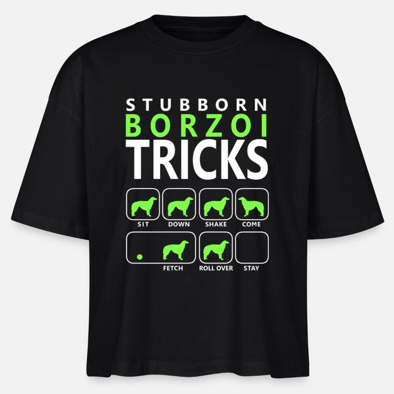 Hartnäckige Borzoi-Tricks - Stanley/Stella Frauen Boxy Bio-T-Shirt Nova - Schwarz