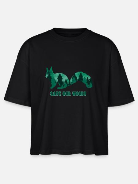 Umweltschutz Eichhörnchen Klimawandel Naturschutz - Stanley/Stella Frauen Boxy Bio-T-Shirt Nova - Schwarz
