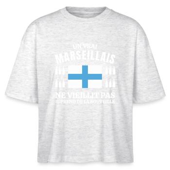 Marseille, Marseille humour, je suis Marseillais - T-shirt bio NOVA Stanley/Stella Femme - blanc chiné - Devant - Anna (173cm)