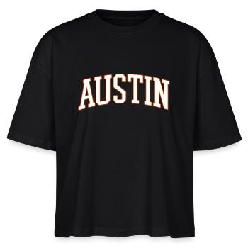 Austin Varsity Arc Font - Stanley/Stella Nova Women’s Boxy Organic T-Shirt - black - Front - Anna (173cm)
