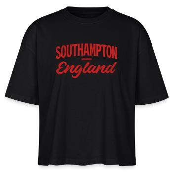 Southampton England Retro Lettering - Stanley/Stella Nova Women’s Boxy Organic T-Shirt - black - Front - Anna (173cm)