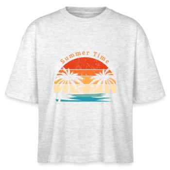 Summer time - holiday beach t-shirt - Stanley/Stella Nova Women’s Boxy Organic T-Shirt - heather white - Front - Anna (173cm)