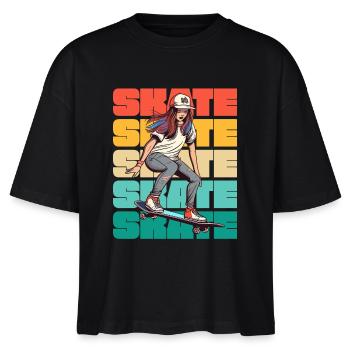 Skateboarding Cool Skater Girl Bunt - Stanley/Stella Frauen Boxy Bio-T-Shirt Nova - Schwarz - Vorne - Anna (173cm)