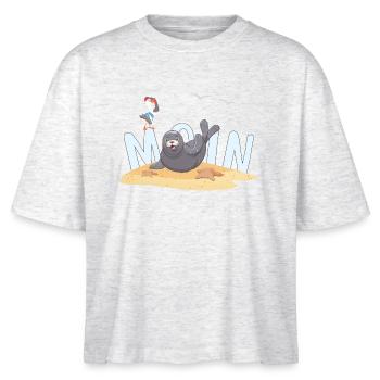 Moin Seal Seagull Beach - Stanley/Stella Nova Women’s Boxy Organic T-Shirt - heather white - Front - Anna (173cm)