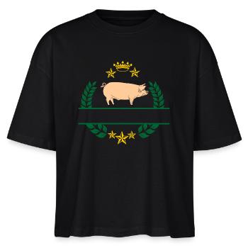 Cochon en couronne de laurier vert avec couronne jaune d’or - T-shirt bio NOVA Stanley/Stella Femme - noir - Devant - Anna (173cm)