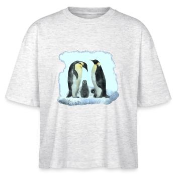 pinguinfamilie, süße vögel - Stanley/Stella Frauen Boxy Bio-T-Shirt Nova - Weiß meliert - Vorne - Anna (173cm)