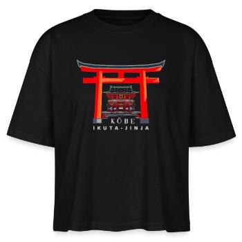 Kobe, Japan, Torii Shrine Ikuta- jinja, drawing - Stanley/Stella Nova Women’s Boxy Organic T-Shirt - black - Front - Anna (173cm)