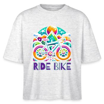 Radfahren - Ride Bike design - Stanley/Stella Frauen Boxy Bio-T-Shirt Nova - Weiß meliert - Vorne - Anna (173cm)