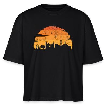 Sunset Skyline Silhouette - Stanley/Stella Nova Women’s Boxy Organic T-Shirt - black - Front - Anna (173cm)