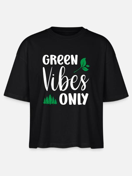 Nur grüne Vibes - Stanley/Stella Frauen Boxy Bio-T-Shirt Nova - Schwarz