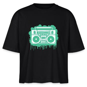 Cyan Ghettoblaster - Stanley/Stella Frauen Boxy Bio-T-Shirt Nova - Schwarz - Vorne - Anna (173cm)