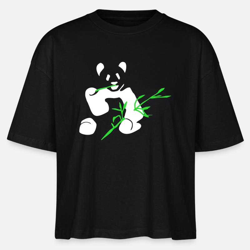 Panda avec bambou - T-shirt bio NOVA Stanley/Stella Femme - noir
