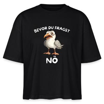 Lustige Möwe Möwen Kein Bock Bevor Du fragst Nö - Stanley/Stella Frauen Boxy Bio-T-Shirt Nova - Schwarz - Vorne - Anna (173cm)
