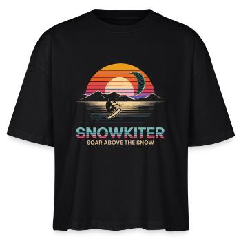 Sonnenuntergang Snowboarden Abenteuer Design - Stanley/Stella Frauen Boxy Bio-T-Shirt Nova - Schwarz - Vorne - Anna (173cm)