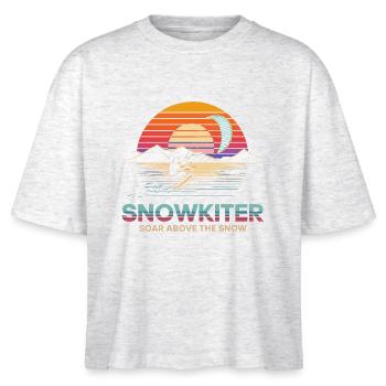 Sonnenuntergang Snowboarden Abenteuer Design - Stanley/Stella Frauen Boxy Bio-T-Shirt Nova - Weiß meliert - Vorne - Anna (173cm)