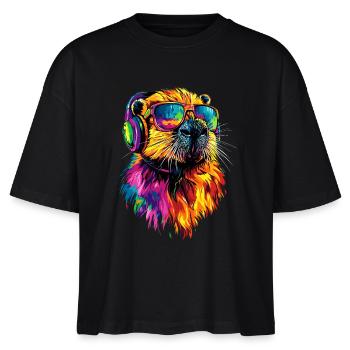 Biber Motiv Biberflüsterer Nagetiere Süßer Biber - Stanley/Stella Frauen Boxy Bio-T-Shirt Nova - Schwarz - Vorne - Anna (173cm)