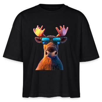Elch Moose Elchbulle Geweih Hirsch Wilde Elche - Stanley/Stella Frauen Boxy Bio-T-Shirt Nova - Schwarz - Vorne - Anna (173cm)