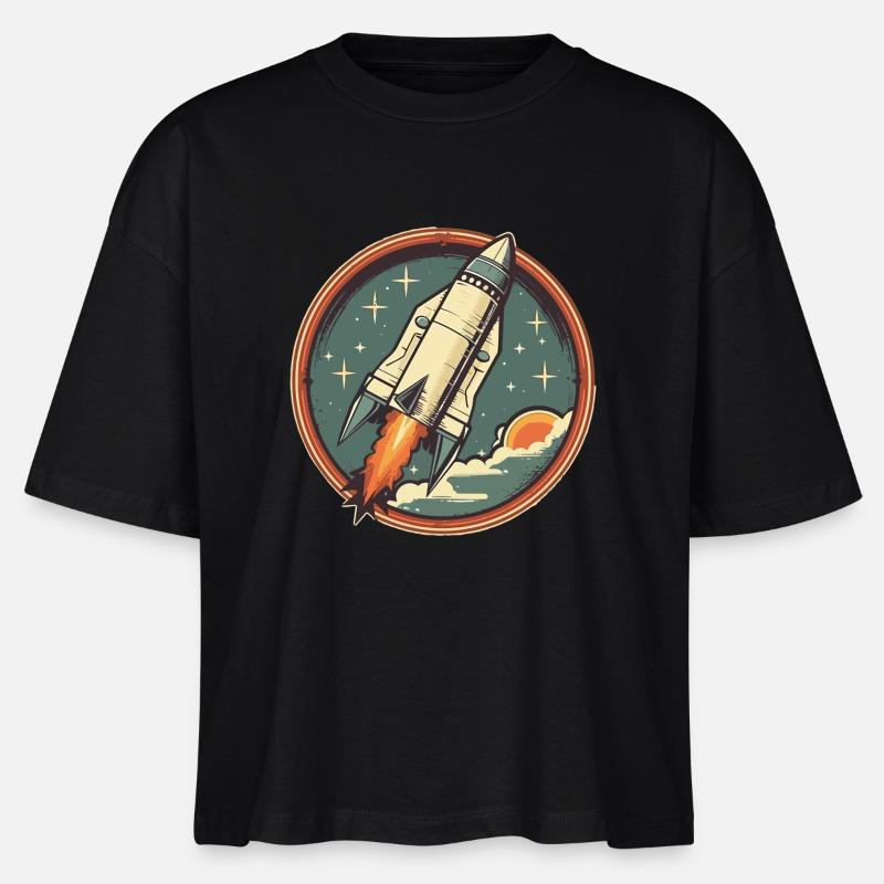 Fusée Rétro - Fusée Spatiale - T-shirt bio NOVA Stanley/Stella Femme - noir