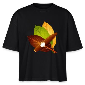 Zigarre mit Tabakblättern-stilvolles Vintage Motiv - Stanley/Stella Frauen Boxy Bio-T-Shirt Nova - Schwarz - Vorne - Anna (173cm)