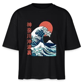 Die große Welle vor Kanagawa - Stanley/Stella Frauen Boxy Bio-T-Shirt Nova - Schwarz - Vorne - Anna (173cm)