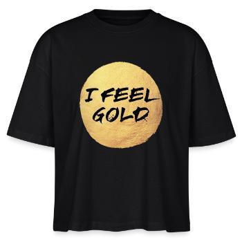 Gold Yoga Kreis Sonne Feeling exklusiv Meditation - Stanley/Stella Frauen Boxy Bio-T-Shirt Nova - Schwarz - Vorne - Anna (173cm)