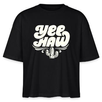 YEE HAW Cowboy Rodeo - Stanley/Stella Frauen Boxy Bio-T-Shirt Nova - Schwarz - Vorne - Anna (173cm)