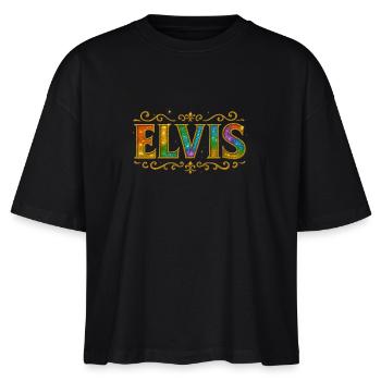 Elvis fargesymfoni med glitteraksenter - Stanley/Stella Nova økologisk boxy T-skjorte for kvinner - svart - Foran - Anna (173cm)
