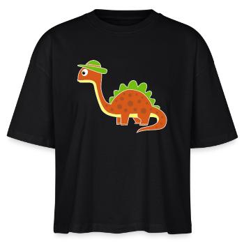 Lustiger Dino mit Punkten - Stanley/Stella Frauen Boxy Bio-T-Shirt Nova - Schwarz - Vorne - Anna (173cm)