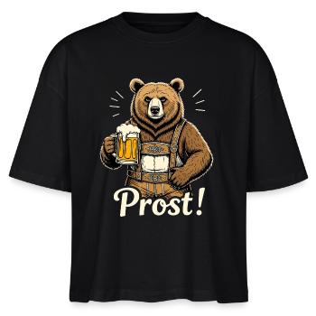 Lederhose Volksfest Bayern Bier Prost Bierzelt - Stanley/Stella Frauen Boxy Bio-T-Shirt Nova - Schwarz - Vorne - Anna (173cm)