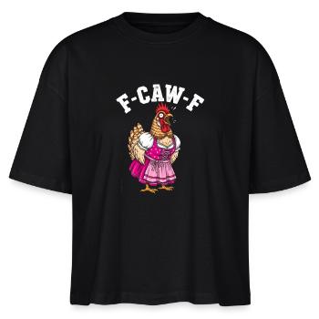 F-Caw-F Bielefelder Kennhuhn Dirndl Meme Lustig - Stanley/Stella Frauen Boxy Bio-T-Shirt Nova - Schwarz - Vorne - Anna (173cm)