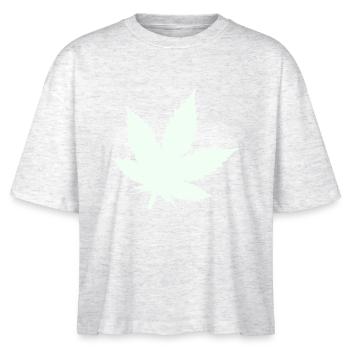 Cannabis Blatt Silhouette Mint - Stanley/Stella Frauen Boxy Bio-T-Shirt Nova - Weiß meliert - Vorne - Anna (173cm)