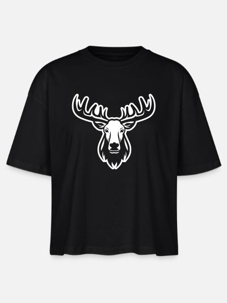 Elch Kopf - Stanley/Stella Frauen Boxy Bio-T-Shirt Nova - Schwarz