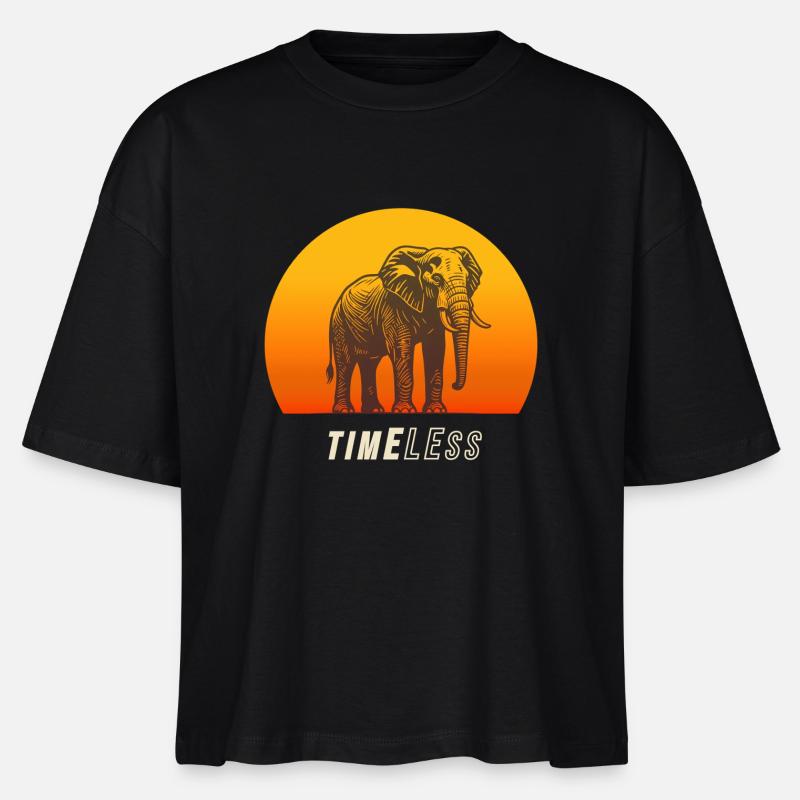 Timeless Elephant – Strength and Tranquility in the Sunset - Stanley/Stella Nova Women’s Boxy Organic T-Shirt - black
