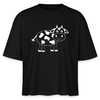 Humorvolle Kuh lustiges Geschenk für den Bauern - Stanley/Stella Frauen Boxy Bio-T-Shirt Nova - Schwarz - Vorne - Anna (173cm)