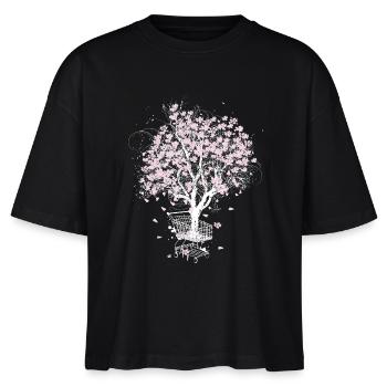 Cherry blossom tree in the shopping cart - Stanley/Stella Nova Women’s Boxy Organic T-Shirt - black - Front - Anna (173cm)