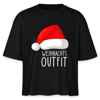 Weihnachtsoutfit Weihnachtsmütze Xmas Deko Outfit  - Stanley/Stella Frauen Boxy Bio-T-Shirt Nova - Schwarz - Vorne - Anna (173cm)