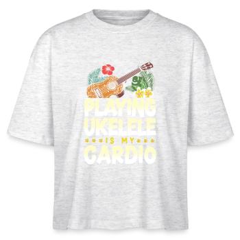 Hawaiian Ukulele Uke Playing - Stanley/Stella Nova Women’s Boxy Organic T-Shirt - heather white - Front - Anna (173cm)