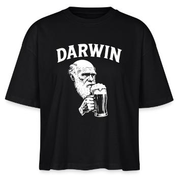 Darwin drinkt bier - Stanley/Stella Vrouwen Boxy bio-T-shirt Nova - zwart - Voor - Anna (173cm)