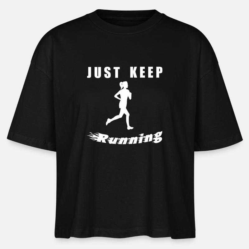 Just Keep Running – Runner Silhouette - Stanley/Stella Nova Women’s Boxy Organic T-Shirt - black