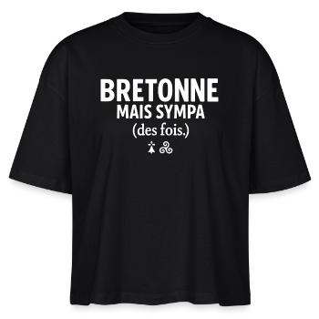 Bretagne drôle - Bretonne mais sympa des fois  - T-shirt bio NOVA Stanley/Stella Femme - noir - Devant - Anna (173cm)
